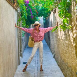 Inès de La Fressange Instagram - happy in Saint-Tropez !  #birthtown #lastcentury #picture #LucienLeuven pas de W . #SaintTropez #today