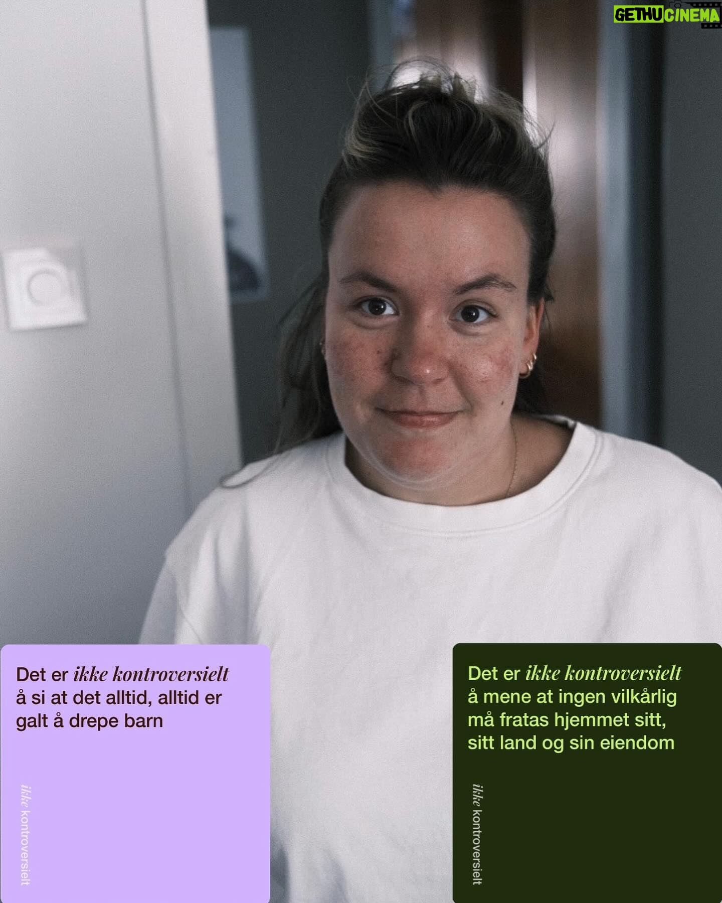 Ina Svenningdal - 1.7K Likes - Det er #ikkekontroversielt å si at det alltid, alltid er galt å drepe barn.
Det er ikke kontroversielt å mene at ingen vilkårlig må fratas hjemmet sitt, sitt land og sin eiendom.
Takk for at du også mener dette, @inasven 🙏🏾
@ikkekontroversielt