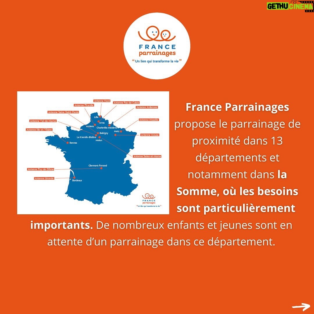 Ingrid Chauvin Instagram - Il y a quelques jours, je vous parlais de l’association @franceparrainages qui agit auprès des enfants et des jeunes en France. Dans 13 départements, l’association permet à des adultes bénévoles de tisser des liens uniques avec des enfants isolés ! Ces enfants, suivis par l’Aide Sociale à l’Enfance ou issus de familles monoparentales, peuvent alors vivre des moments de complicité et s’épanouir sous le regard bienveillant de leur parrain et marraine de cœur ! Dans la Somme, l’association recherche activement des parrains et marraines bénévoles ! Engagez-vous dans cette mission de coeur qui changera la vie d’un enfant et la vôtre. Visitez la page @franceparrainages pour plus d’informations et découvrez comment vous pouvez faire une différence. Ensemble, faisons grandir une communauté de soutien et d’amour. #ParrainageDeProximité #DevenezParrain #Solidarité #FranceParrainages #LaSomme