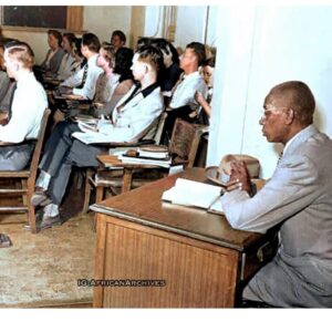 Isabel Wilkerson Instagram - This is one of the starkest images of segregation and caste in 20th Century America. George W. McLaurin, a retired professor, was denied entry to the University of Oklahoma under Jim Crow and had to go all the way to the Supreme Court to gain admittance as a grad student in 1948. 

Once he enrolled, he was forced to sit conspicuously alone in an anteroom on the other side of a wall, apart from the white students. He was forced to sit by himself in the cafeteria. When he needed to study in the library, he was forced to sit at a designated desk behind a stack of newspapers so that the white students would not have to see him. 

This was a humiliating example of a central pillar of caste — the fundamental belief in the purity of the dominant caste and the fear of pollution from the castes deemed beneath it. Until the civil rights era, the subordinated caste was quarantined in every sphere of life in much of the U.S., made untouchable on American terms, well into the 20th Century. 

This treatment fell under the doctrine of “Separate but Equal” asserted in the 1896 Supreme Court case of Plessy v. Ferguson — “equality” belied by the stark visibility of the humiliation he endured. 

McLaurin sued again, and the Supreme Court unanimously ruled in his favor in June 1950. Chief Justice Fred Vinson wrote that the  treatment of McLaurin was a violation of the 14th Amendment: “Such restrictions impair and inhibit his ability to study,” Vinson wrote, “to engage in discussions and exchange views with other students, and, in general, to learn his profession.” 

His case, argued by Thurgood Marshall of the NAACP, laid the groundwork for the landmark ruling of Brown v. Board of Education in 1954. 

McLaurin spoke of the dehumanization he endured, a hallmark of caste, and how he had to fight to overcome: 

“Some colleagues would look at me like I was an animal,” he said. “No one would give me a word, the teachers seemed like they were not even there for me, nor did they always take my questions when I asked. But I devoted myself so much that afterwards, they began to look for me to give them explanations and to clear their questions.” 

Let us honor his courage. #blackhistory