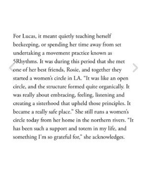 Isabel Lucas Instagram - Last night my partner and I snuggled up on the couch, the summer rain pattering on the windows outside, to actually read this beautiful article for @gritty_pretty.

December had us moving house, starting building a house, my film ‘Lunacy’ premiered, I’m coproducing another film, and while hosting my family staying I just didn’t make the time to read it. The end of the year’s always a bit crazy..

Thank you @danielle_gay. Your generous, gracious reflection is very touching. It’s a gift to make someone feel seen and heard. 🐚 

Sharing some snippets here, full article online.

Editor @danielle_gay Art Direction @sarahdalywork Senior Creative Producer @nicolasevitt Photography @danrobertsstudio Digital Operator @seokhoyoon
Lighting Tech @ryan_achilles 
Styling @gemmakeil Hair @badisonv @assemblyagency  Skin & Makeup @nishavanberkelmakeup
#grittypretty #gadigalland 🌊