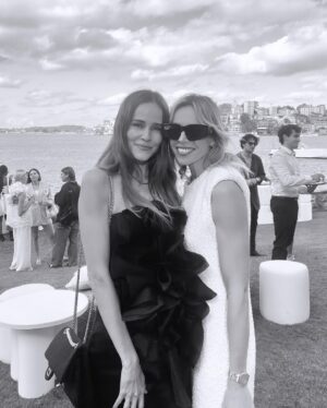 Isabel Lucas Instagram - Congratulations to my wonderful friend @edwina__forest and the whole amazing @_aje_  team. What a charm joining in celebrating 15 years of @_aje_ .

Acknowledging your creativity, classic designs and living your passion with integrity & style.

@kitaalexander & @abigailoneill, I adore how you make me laugh and all the beauty you bring!

Dress & shoes by @_aje_ 
Jewels by @cassandramamone

#AjeWorld #Element24 #Aje15years #rawbeauty #toughfemininity #effortlesscool