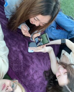Isabella Crovetti Instagram - From Senior Sunrise🌅 
~
~
~
#sun #sunrise #picnic #footballfield #aesthetic #blanket #girls #girlgroup #girlsday #girl #blonde #fit #outfit #shoes #glasses #girlsglasses #bun
