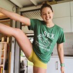 Isabelle Cornish Instagram - My mum always used to wear cheeky shirts. I remember one day she picked me up from school in a f*** shirt. That featured 100 different f*** words, but move your body it’s good for your health ❤️