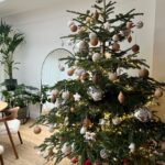 Ivana Miličević Instagram - Our #Christmastree this year! Mama and I wrapped some balls with string and crocheted some chains to wrap around others. Swipe to see close Ups. Also, the mushroom patch is how Phoenix hangs his ornaments every year. All in one place. I live. That is how mushies grow. #bohochic #bohochristmas