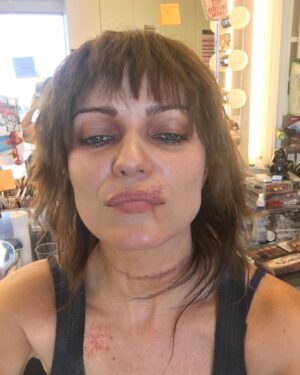 Ivana Miličević Instagram - I just happened upon these 2 rejected Diyoza looks for @cw_the100  hahaha. @rothenberg.jason is so smart. He went with what y’all know and love. His first choice was me bald. I was like, dude. I am pregnant. I neeeed. My hairs! #janiceworkman