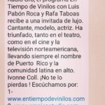 Ivonne Coll Instagram – Los invito a compartir conmigo en esta entrevista y la influencia de algunos cantantes en mi etapa de “chansonier ” acá,  cuando comenzaba. en Puerto Rico.
Es a las 7pm  esta noche sabado 20 de noviembre.💖