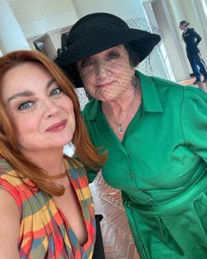 J. Smith-Cameron Instagram - We spent St Patricks Day at the White House, and @dupontcirclehotel , and Off the Record Bar all thanks to the dazzling Samantha Barry. Thanks to @catpopestylist for styling tips! Glam by @abigaildecasanova ❤️
My dress thanks to @sachinandbabi 
Our shoes @zyneofficial ☘️❤️🥃