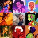 Jackie Droujko Instagram - #artvartist this is the year of characters facing the left. Swipe to see all the years going back to 2019. Learned a lot this year and excited to keep learning next year!