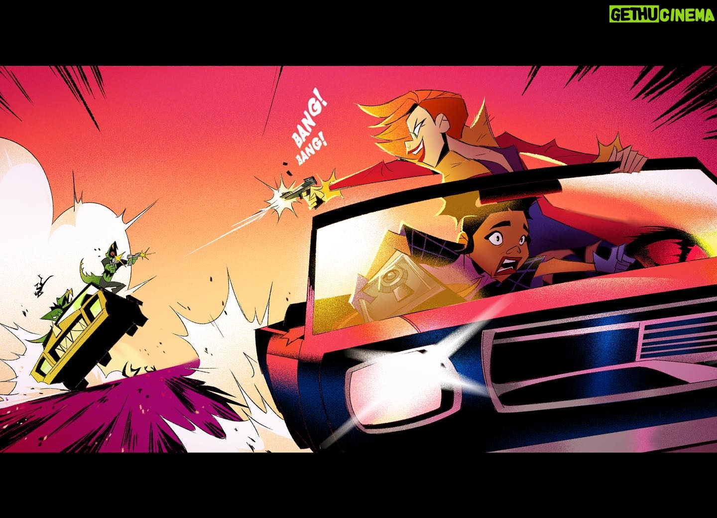 Jackie Droujko Instagram - Quinn and V tearing up the streets as usual. #bangbangshortfilm #conceptart