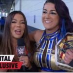 Jackie Redmond Instagram - BAYLEY IS CHAMP!!! 🏆 An absolute privilege to interview an emotional Bayley right after her biggest #WrestleMania moment to date ! 🙌🏻 And I guess I’m a ‘Bayley crybaby’ now. 😂 #wwe #wweraw #wrestlemania #bayley