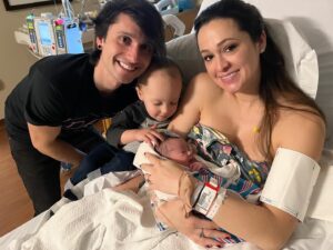 Jaclyn Glenn Instagram - Welcome to the world, baby Violet 💜 Your mommy, daddy & big brother all love you very much. 

Violet Adriana Frank 
Born 12-21-23 at 8:58PM 🍼 
6lbs 9oz and 20 3/4 in long!

The induction process made labor longer than with Asher, but it was a wonderful experience. Dr broke my water in the morning & shortly followed with Pitocin. Once contractions were bad enough I got my epidural 🙏🏻 and all was easy. Hours later I felt a lot of pressure and asked a nurse to check on me - it was time. 3 easy pushes later and our family went from 3 to 4 💕. I already love her more than any words can say. So very thankful for where life has landed me 🥹