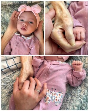 Jaclyn Glenn Instagram - In a single, unforgettable moment, our newborn met her great-grandmother: a century of love passed down in both hello and goodbye. 

I had the opportunity of living with my grandma a few years ago and am forever grateful to know her in such a deep way. Her spirit, so loving, caring, and infectiously happy, has left a lasting mark on me. Every day, I strive to be a bit more like @dorislillianfrank . What a soul. Her memory will be cherished forever. 💔 1923 - 2024