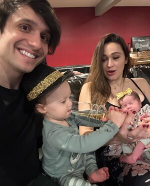 Jaclyn Glenn Instagram - 2023 was good to us ✨🥂✨ Happy new year from 2 tired parents and 2 adorable littles 💛