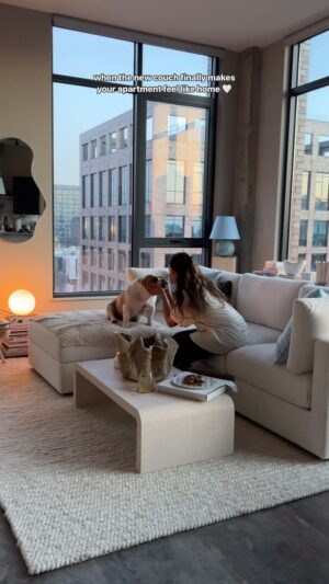 Jami Alix Instagram - this couch is my new personality 👀🤍👀🤍👀 every couch i’ve ever loved is @interiordefine & i can’t recommend their pet friendly fabrics enough. i chose the tatum modular sofa in limestone & linked everything for you in stories   highlights!