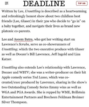 Jamie Lee Instagram - Three years ago, pandemic, in NY, just left my marriage, living alone for the first time in ten years, future very unknown, it’s cold and raining, the kind of diagonal rain that directly attacks your eye balls to the point where you’re like ok we’re rewetting our contact lenses with cloud juice that’s fun, Bill Lawrence calls, I continue to get pelted by precipitation as he asks me “what do you wanna do next?” “Seek shelter.” “No, like in your career.” “Oh right. Well I just left my chance to have kids at the exact age my gynecologist is telling me I shouldn’t wait any longer to have kids. Would be easier to just have a baby with a friend and figure the love shit out on my own timeline. So… I think that could be a show.” This is a show about possibility and it takes someone who is a total force of honesty, never afraid to “go there,” imo THE modern day philosopher @nikkiglaser to partner up with and tell that kind of story. When I watch Nikki do stand up, I’m never not blown away - by her POV, by her fearlessness. I’m really excited she’s doing this with me. Also it’s raining as I type this. And I’m in NY again. Kind of a magical little full circle moment to pull me out of my lingering Strike depression.