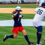 Jamie Szantyr Instagram - Throwback to when I played ball at @yankees Stadium for the 4th Annual Bombers Boomer Broadway Softball Classic for Charity. This is run by Boomer Esiason and I played on his team with other celebrity guests and we played against The Wounded Warriors and some Yankee Alumni. This is probably one of the top coolest things I’ve ever done because anyone who knows me knows how much I love baseball and what a huge Yankee fan I am, so to play ball AT YANKEE STADIUM with some greats like El Duque, who is my top favorite pitcher of all time, and Charlie Hayes was a surreal experience.