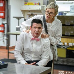 Jane Lynch Instagram - Oh no. Did Ron eat some bad fish? Find out when a new episode of @partydownstarz drops Friday!