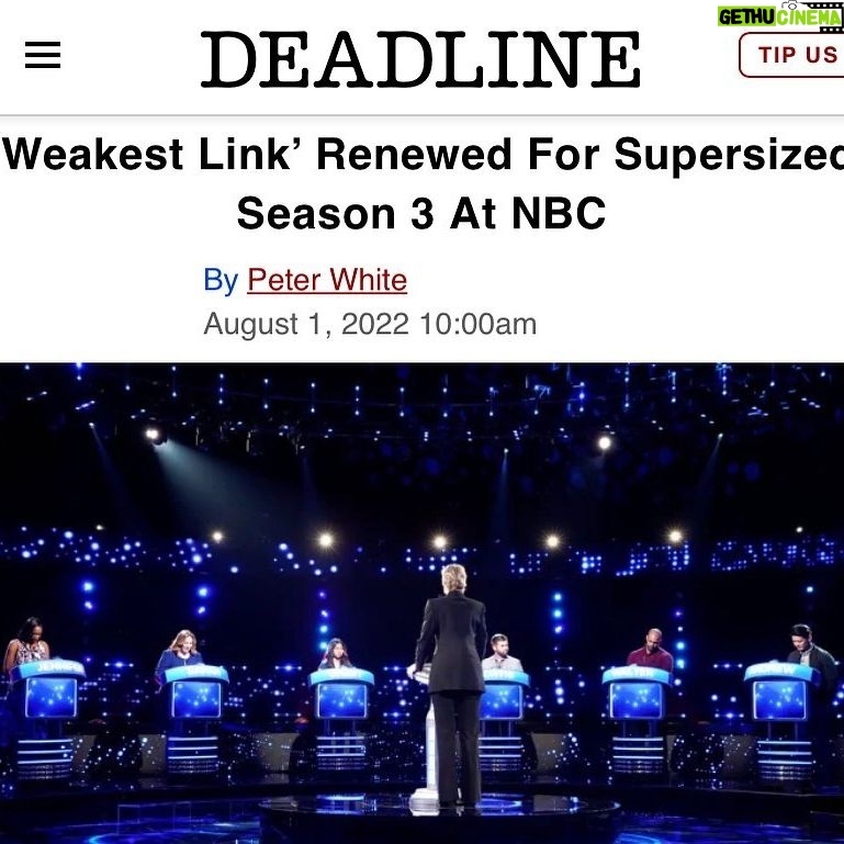 Jane Lynch - 3.4K Likes - We’re renewed for a supersized season three! @nbcweakestlink 🤗