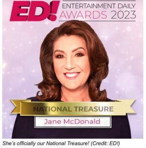 Jane McDonald Instagram - I’m thrilled to have won the Entertainment Daily’s National Treasure award! It’s an absolute honour. Thank you to everyone who voted for me.