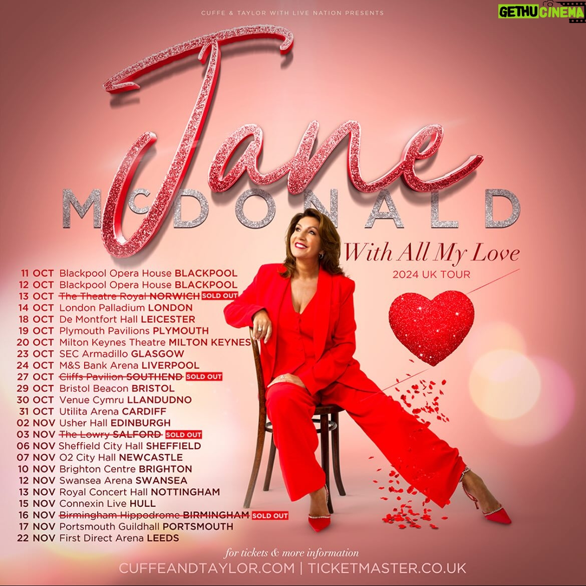 Jane McDonald Instagram - My tour is selling out quickly! There are still venues with availability so book your tickets now if you haven’t already. I can’t wait to see you all again!!