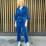 Jane Moore Instagram - This is what I call day-to-bed wear. In other words, fine to wear to work or out but also as comfy as pyjamas. Heaven. Have a great weekend everyone and may your waistlines always be elasticated. Blue velvet jumpsuit by @nrbyclothing and silver ankle boots by @marksandspencer @mothershoppers @paulinebriscoe