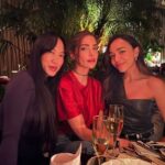 Janet Montgomery Instagram - Best friends from every angle, continent, mood and decade. Proof that we just keep getting finer with age 💜❤️🖤