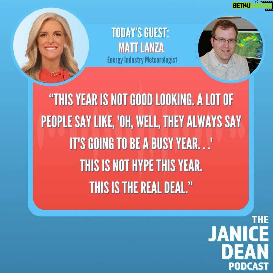 Janice Dean Instagram - Hurricane season is here, and experts are sounding the alarm on a potentially very active season. As someone with years of experience analyzing storms, my friend @mattlanzawx shares his predictions and explains how families can prepare in advance. https://radio.foxnews.com/2024/06/02/braving-the-storm-hurricane-season-is-upon-us/