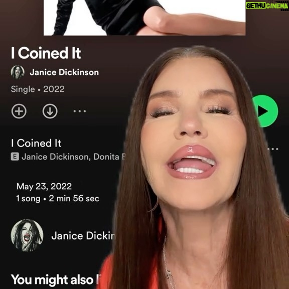 Janice Dickinson Instagram - Better now than ever to use my music as sounds in your videos #greenscreen #independentartist #explore