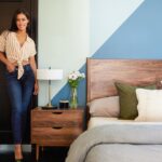Janina Gavankar Instagram – Just another shot of this corner of the guest room. I love how the @inmod bed post hits the intersection of the lines, perfectly. ☺️