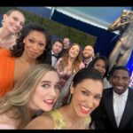 Janina Gavankar Instagram - About last night. @themorningshow ensemble was 4 tables deep to celebrate our @sagawards nom! (Be prepared to see many posts about this @georgeschakraofficial dresssssss)