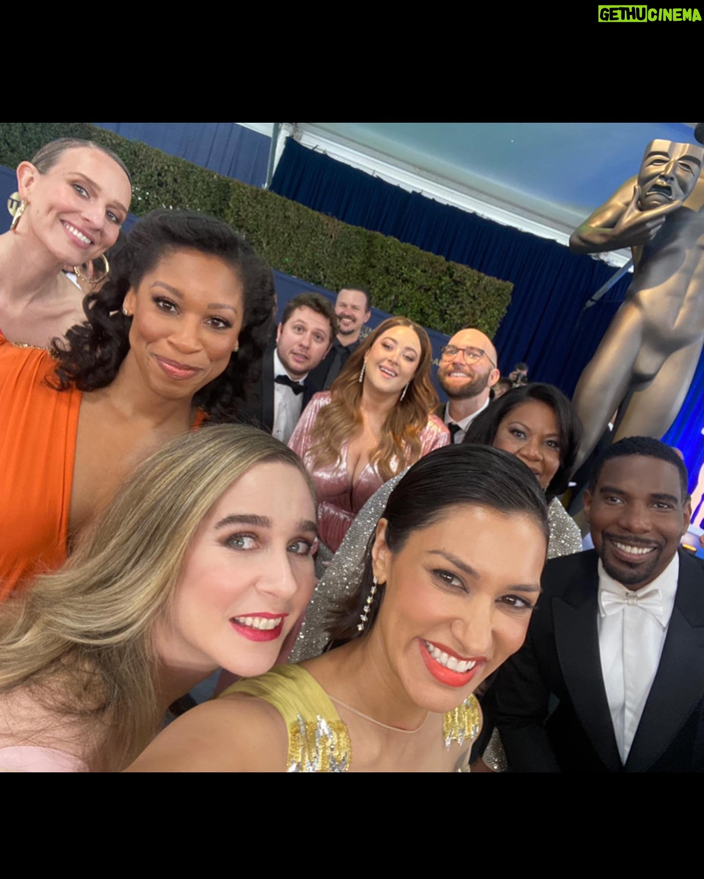 Janina Gavankar - 8.2K Likes - About last night.
@themorningshow ensemble was 4 tables deep to celebrate our @sagawards nom!
(Be prepared to see many posts about this @georgeschakraofficial dresssssss)