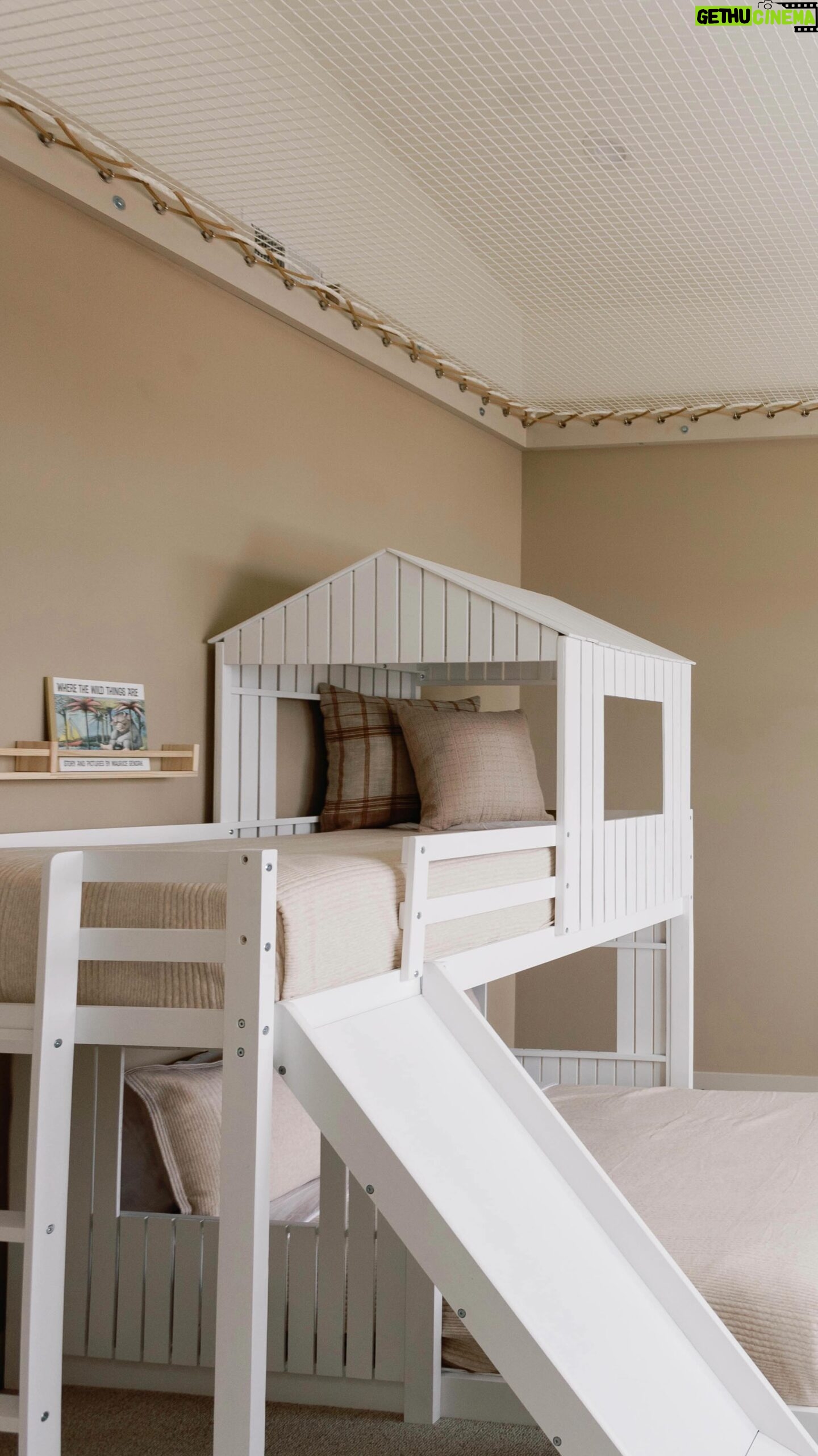Jasmine Roth Instagram - I think a home should be filled with what you love and what #BuildsYourHappy 🫶🏼 At Camp Roth (our most recent build in Park City, UT) I wanted to incorporate a fun element in Hazel’s bedroom...something special she’d remember about her childhood and also something the whole family could use 🤭 Our loft net has been such a fun way to hang out with friends and family that visit us in Utah. It holds 2200 lbs, was designed by @loftnets, and was professionally installed by @shadowrockconstruction. We’ve had happy hours, play dates, and naps up here — some of our best times at #CampRoth 🏡 Stay tuned for a big announcement tomorrow, maybe this loft net could be yours 👀