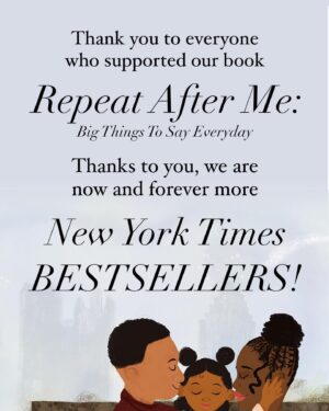 Jazmyn Simon Instagram - Repeat After Me: I AM A NEW YORK TIMES BEST SELLER!

It’s taken me 24 hrs to begin processing the fact that three year ago, an idea sprouted in my heart, born from darkness, that I hoped would bring light- is now a NYT BESTSELLER! WOW! Thank you to my marvelous husband who didn’t think I was crazy when I turned to him and said “LETS WRITE A BOOK”. Instead, he graciously let me take the wheel, allowing me to see my vision through, to get all my feelings on the page while he fiercely supported me on this journey. Man I love you. 

Thank you to @randomhousekids and especially Sara Sargent for your support, patience and guidance…Did I mention patience? I appreciate you to the moon and back. Step by step, through the process with both books, you challenged me to make my vision clear! To make me a better author! To stand up for what I believe in! I can’t thank you enough. 

To @shamarknightjustice, this book is better simply because you are here! You saw our vision and elevated it to the max. Now we get to sit back and watch you soar 🚀. 

And to you, whoever is reading this- this book was written for you. For the little person that still lives inside your heart. The person that heard something negative and believed it. This is to remind you that that was a lie. That you are amazing. That you are filled with all good things. If you have children, please read this to them. Have them repeat the affirmations. Build the foundation of self love vs self loathing. Our children need our help. #RepeatAfterMe #newyorktimesbestseller
