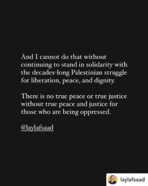 Jazmyn Simon Instagram - Written by the eloquent @laylafsaad who I have admired since first discovering her. 

The first slide tells you everything I condemn. If you choose to misunderstand me, that’s on you.