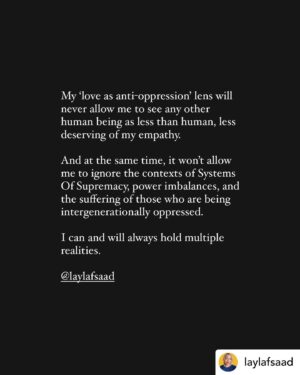 Jazmyn Simon Instagram - Written by the eloquent @laylafsaad who I have admired since first discovering her. 

The first slide tells you everything I condemn. If you choose to misunderstand me, that’s on you.