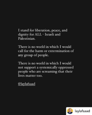 Jazmyn Simon Instagram - Written by the eloquent @laylafsaad who I have admired since first discovering her. 

The first slide tells you everything I condemn. If you choose to misunderstand me, that’s on you.