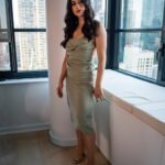 Jeanine Mason Instagram - #RoswellNM Comic-Con @ Home! Join our alien fam for the @cwroswellnm panel at 3:00pm PT today. Kills me not to be seeing you all in person, some day soon 💚 Makeup: @carolinadali Hair: @marcmena Stylist: @sandyphanstyle Dress: @jacquemus Shoes: @aminamuaddi