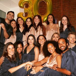 Jeanine Mason Instagram - My besties flew in to the city for a very belated 30th birthday celebration. My heart can not be fuller. These people are the thing I’m proudest of 🤍.

Thank you to my friends at @lunya for your delicious jammies! And my buddy @marqwallsnyc for capturing the reunion.