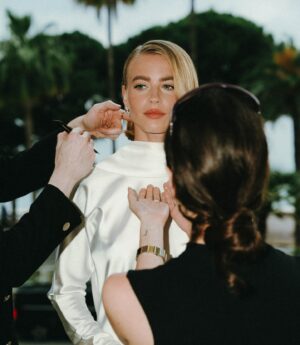 Jeanne Goursaud Instagram - Attending the premiere of THE APPRENTICE by Ali Abbasi in Cannes // hair and make up @philippverheyen @tillzettl styling @luijvpi in @sportmax thank you @tanjaguess @filmedienrw @martensgarten first picture by @hinzgucker 2nd 3rd by @tobi_holzweiler