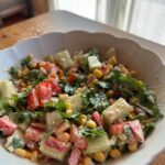 Jen Gunter Instagram - Crunchy corn salad. This is one of my favorite crunchy big salad lunches that comes together in less than 15 minutes and is so worth it. Now that corn is in season I am making it a lot. This is for one. What can I say, I like a big salad! Microwave one ear of corn (I peel almost all of it and leave 1-2 layers on) for 2 minutes on high Dressing: mix this all in the bowl you will use for the salad: 2 tsp tahini 1 tbsp plain Greek yogurt (full fat, no fat whatever) Juice 1/2 lime 1 tbsp water Sriracha to taste Chop and add to the dressing: 1 cucumber peeled (or unpeeled if it’s the kind that doesn’t need it) 1 red pepper 1 cup cilantro including stems 1 jalapeño Corn kernels 1/4 cup crumbled feta Mix and enjoy I always think a salad like this is going to have a bazillion grams of fiber, so I decided to count and it looks like it’s about 11 or 12 g. When I want a super mega fiber rich lunch, I make this into a wrap with these carb cutting La Tortilla tortillas (swipe to see). We bought them once because there were essentially no other choices at the store for some strange reason, and when I realized they have 14 g of fiber per serving I was sold. They are one of those good staples to have in the house to quickly bump up the fiber in your day. Sometimes you need those products that just get the job done 😂