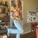 Jen Gunter Instagram - My seasonal allergies are through the roof. I decided if you can’t beat ‘em (although my loratadine is doing its best), why not join them? And so I brought out a floral top and shoes. Shirt and pants are @express Shoes are @ronwhiteshoes (keeping with my love of Canadian shoes!). They are “all day heels” and they are really very comfortable. I have taken a break from my curly routine as the amount of effort I was putting into it was disproportionate to the returns. Gonna have to rethink my strategy.