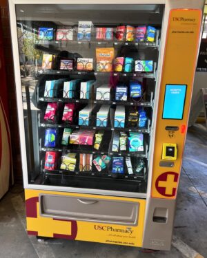 Jen Gunter Instagram - Love this pharmacy vending machine at USC! No GYNO crap to be found! 

Instead, birth control pills, plan B, condoms, tampons, COVID tests, and hydrocortisone (the thing to use in a pinch for a bad vulvar itch instead of Vagisil, the devil’s own sav. (Vagisil has benzocaine and this can cause allergic reactions and irritation. And we hate Vagisil because of they are a massive part of the feminine hygiene industry invested in the messaging that women smell).