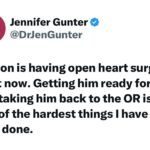 Jen Gunter Instagram – It’s been a rough few days, but today was the hardest. It is agony to see your kid this scared, and to have to be a rock. I didn’t lose it until I left the OR. They let me go back with him and hold his hand while he drifted off. 

He’s got several more hours to go. 

Just trying to think positively about his amazing team and how far surgery for young adults with congenital heart disease has come.