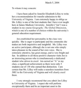 Jen Lilley Instagram - It’s time for another round of random facts about me with a random photo. This one’s a bit longer so I had to screen cap my facts (swipe to see them). Posting because I truly hope it inspires & encourages you. After writing these, I emailed my Professor. Thinking he wouldn’t remember me but he should still be thanked. He wrote back, correcting my dates, & even included his recommendation letter of me to UVA. 1)I used to have such bad test anxiety that I would almost pass out. Way back when I took the SATs & the top score was still 1600, I would always get over 1500 on my practice test, which were simply old SATs that one would use to prepare. However, when I would get to test day, I would almost pass out because I wanted to go to the University of Virginia since I was about three years old, and I knew that you had to get a minimum of 1400 in order to get into the school. So I would shake so hard my pencil would fall to the ground and then once I picked up my pencil, I would shake so hard my paper would fall to the ground and I would just lose very valuable time. I have no idea if they still time those tests but they were timed when I took them. I think the best I ever got was 1310.  (I had to take it multiple times due to overwhelming anxiety). It wasn’t until my first year of College when I attended James Madison University, that a professor of geography pulled me out of class one day and said I don’t understand how you’re not getting a perfect score on every test. You know every single answer in class to the point that I don’t call on you because we need to give somebody else a chance. But when you get to the test, it’s like you think I’m tricking you and you miss answers that I know you answered correctly during lecture. Anyway, long story short, he talk to me about my fear and asked me why I put so much pressure on myself, and I told him it was because UVA said if I got perfect grades, they would let me in as a transfer student. I did end up transferring to the University of Virginia, and I suppose that was fate because I never would have found acting if I hadn’t gone on to UVA, but I will never forget that professor because he changed my entire life.