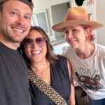 Jenna Elfman Instagram - The universe doing its thing! 🤘🏽👀🤘🏽 This hat, born from a spontaneous experiment, became a canvas for a new idea. Hand-dying the felt added that extra touch of uniquness. I hadn’t played with dye before this, so I was excited to see how it would turn out. While I was literally putting the finishing touches to this hat, I recieved a call from the lovely @therealkateceberano looking for a special gift for her dearest friend of 25 years, @jennaelfman in town for just a brief visit. Timing would be tight to make something that quick, but the universe stepped in when I shared a photo of this hat in progress. Instantly, we knew it was the perfect creation. These abstract hats aren’t for everyone, and that’s the point. They’re crafted for the ones meant to wear them. The universe works in mysterious ways, connecting us with the right person at the right time. Such a joy to meet you, Jenna! Wishing you an incredible time in Australia. And sending heaps of love to you, Kate. 🫵🏼💜 Special mention to @adamsavillebrown for being in the right spot at the right time also. 🤘🏽 #hatmaker #artist #universe #customhat #connection #friends