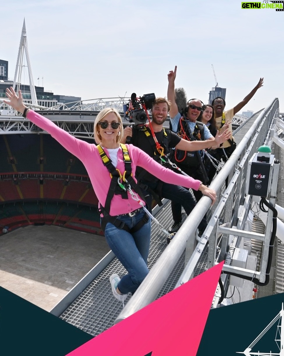 Jenni Falconer Instagram - This was so much fun. 💖 We climbed across the top of the Principality Stadium yesterday. 🏴 ☀️ Thanks @scalethestadium for looking after us, I’ll definitely be back with the family-next time I’m doing the zip line! @principalitysta #scale @thismorning @itv