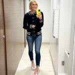Jenni Falconer Instagram - Who else is a weekend warrior? 💙🙌🏻🙌🏻 Just finished my @smoothradio Saturday show, I qualify, what have you done to qualify as a #weekendwarrior? 😍🥳 Also totally embracing the bomber jacket trend right now. Love love love this cashmere one from my brilliant friend @tabithawebbuk. So perfect. Can I keep it Tabs? 💙 #bomber #bomberjacket #inworkloomirrorselfie #tabithawebb #falconerfashion