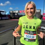 Jenni Falconer Instagram - What a day. 😍 London Marathon day is my favourite day of the year. Even today, when I had an issue with my toes, I still smiled I would say around 90% of the way round. (My toes cut open and were bleeding from mile 9-they really hurt). It may have prevented me getting the time I’d hoped but I was only 30 minutes behind with my walk/run combo. So I am super delighted with the end result. Thank you to everyone that called my name and cheered me on….you made a difference. The crowds get better and better every single year. Today was also a perfect marathon day-not too hot, blue skies, the sun was shining. ☀️ I couldn’t fault anything apart from perhaps sadly my trainers needed to be bigger. I will not make that mistake again. Well done to everyone who took on the 26.2 mile run and congratulations if you also crossed that finish line. What a special club that was today. I am incredibly proud to have been a part of it. Thank you @londonmarathon for putting on such an immense event. Now who’s going in the ballot for next year? 💙 #londonmarathon #marathon2024 #london