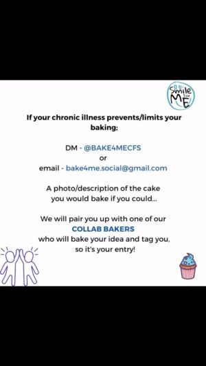Jennie Jacques Instagram - Thank you @bake4mecfs 💙✨
*
Quick croaky voice over from bed 🛌 from me 💩 but gets the message out there! We really do want to ensure #pwme can join in - #mecfs #mecfsawareness #severeme 
*
Over the years we have had some fantastic collaboration bakes! And I look forward to more. After all, we need healthy folk on board to fight the good fight 💪 & #baking for @bake4mecfs @smileforme is part of that!
*
Thank you sincerely to our incredible judges for their time & supporting this 🥰 & all of their personal advocacy too! @lmcfindy @wordsasmedicine @aliceeewright 💥